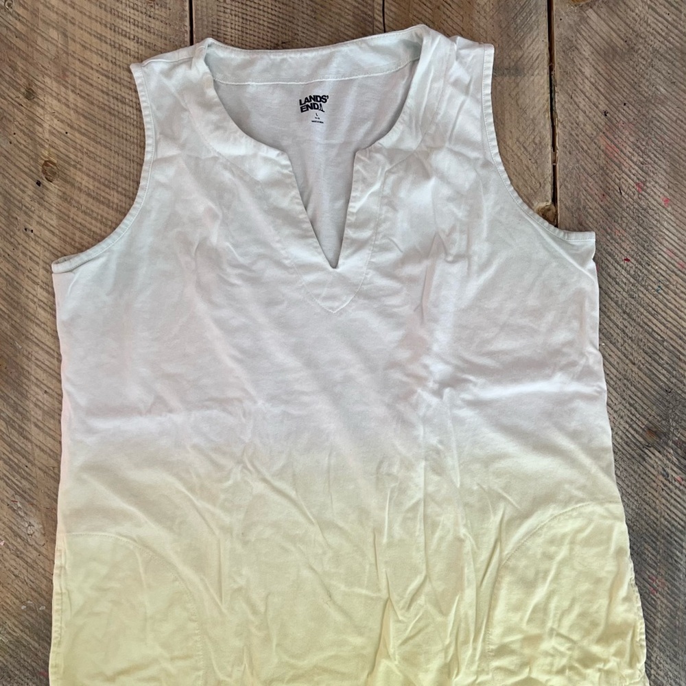 Lands' End Women's‎ Cotton Jersey Notch Neck Dress Size large 14-16
